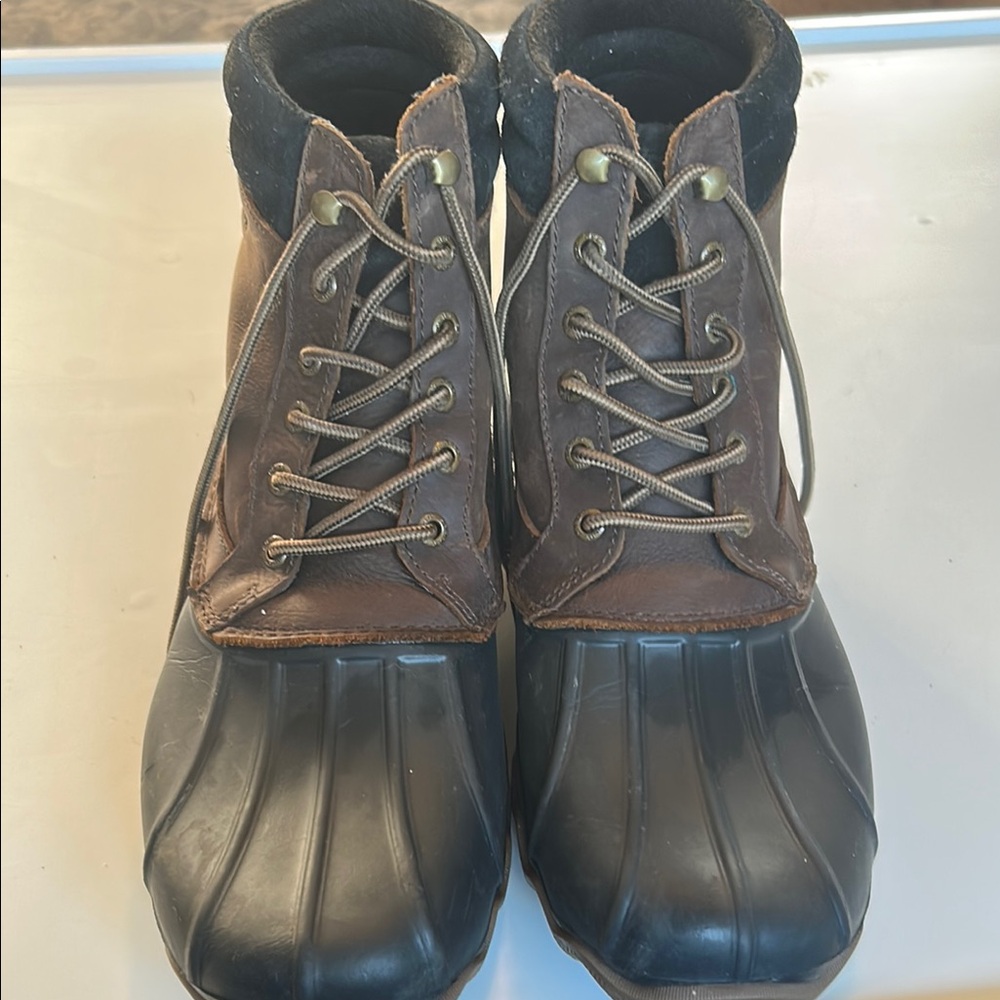 Sperry Brown and Black Rain & Snow Boots with Lace-Up Closure